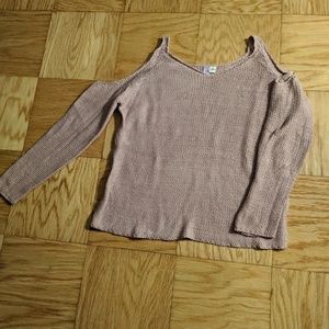 Woven open shoulder sweater